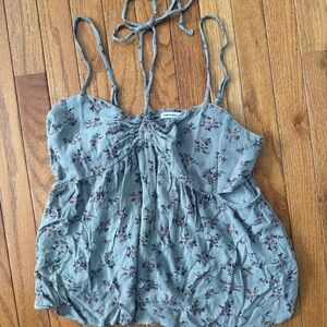 American Eagle Floral green Sleeveless Top